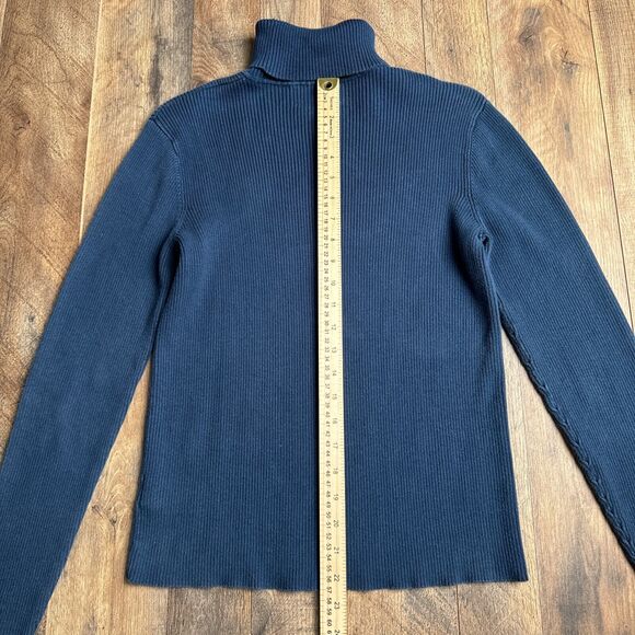 Vintage Ralph Lauren Sweater Women's Large Blue LRL Ribbed Knit Turtleneck 3119 - Picture 7 of 12